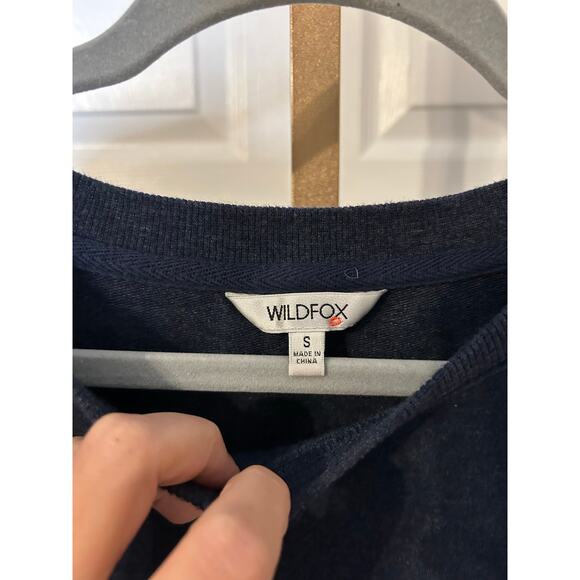 WILDFOX "Good Vibes" Crewneck Sweatshirt, Heather Navy, Size Small - Picture 4 of 4